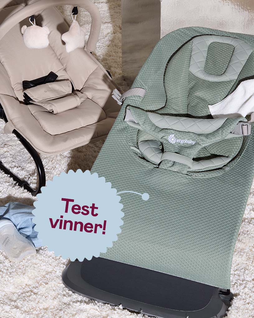 En grønn babysitter med teksten 'Best i test'.